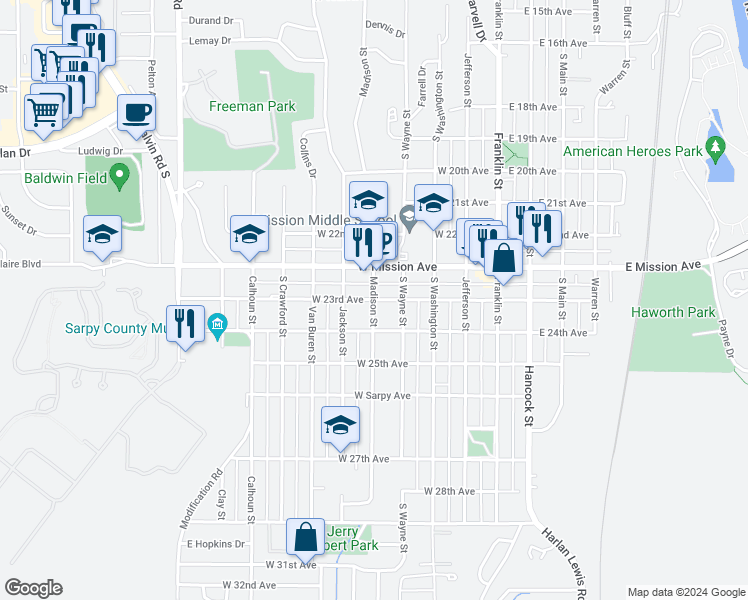map of restaurants, bars, coffee shops, grocery stores, and more near 499 West 23rd Avenue in Bellevue