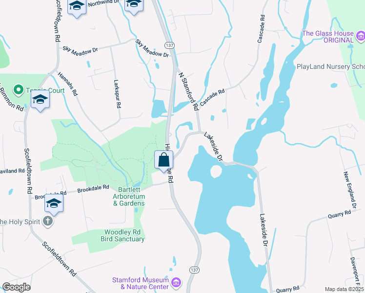 map of restaurants, bars, coffee shops, grocery stores, and more near 39 North Stamford Road in Stamford