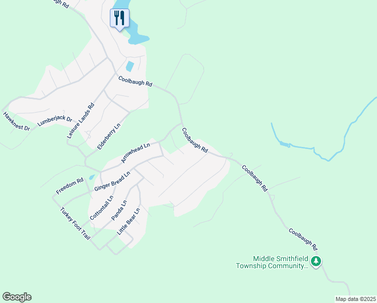 map of restaurants, bars, coffee shops, grocery stores, and more near 5225 Pony Trail Way in East Stroudsburg