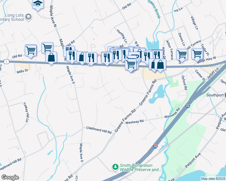 map of restaurants, bars, coffee shops, grocery stores, and more near 133 Lansdowne in Westport