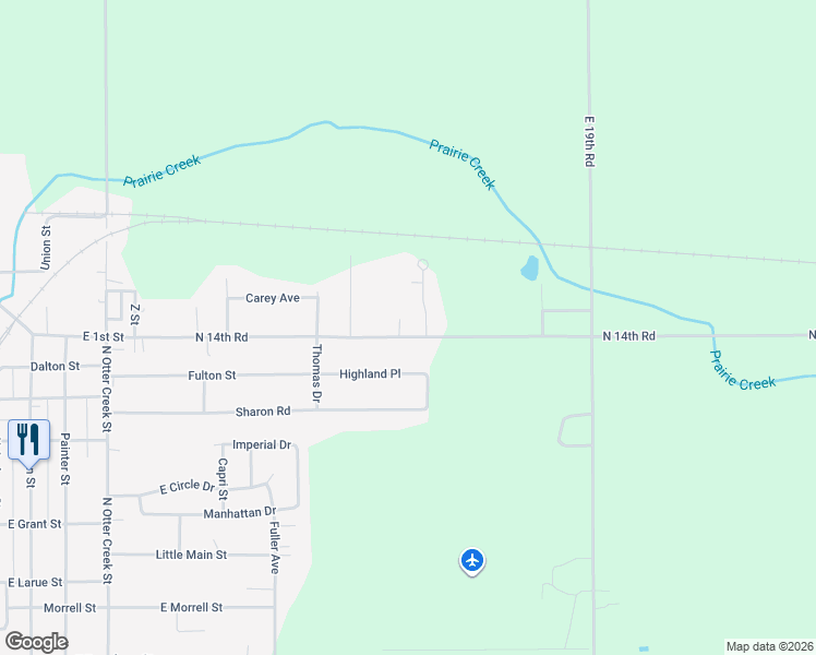 map of restaurants, bars, coffee shops, grocery stores, and more near 1718 East 1st Street in Streator