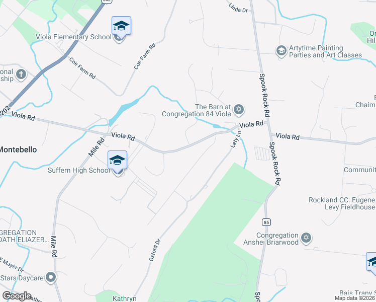 map of restaurants, bars, coffee shops, grocery stores, and more near 61 Viola Road in Suffern