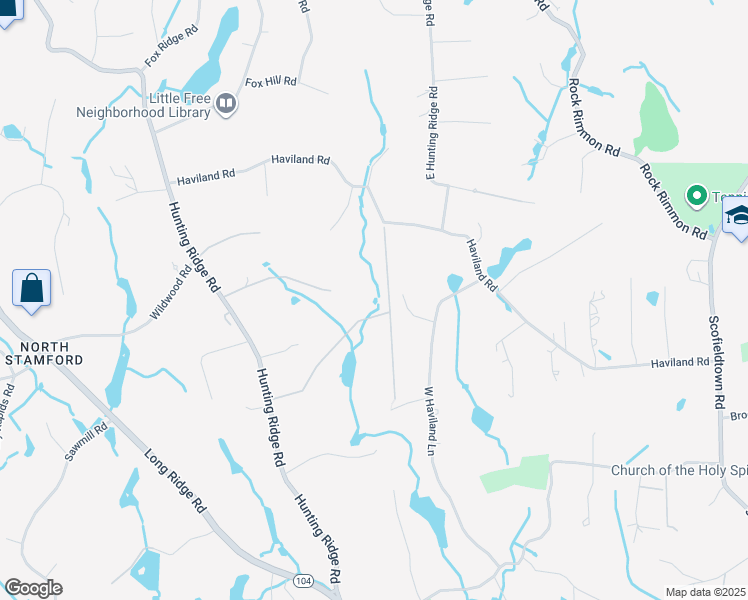 map of restaurants, bars, coffee shops, grocery stores, and more near 47 Wellington Drive in Stamford