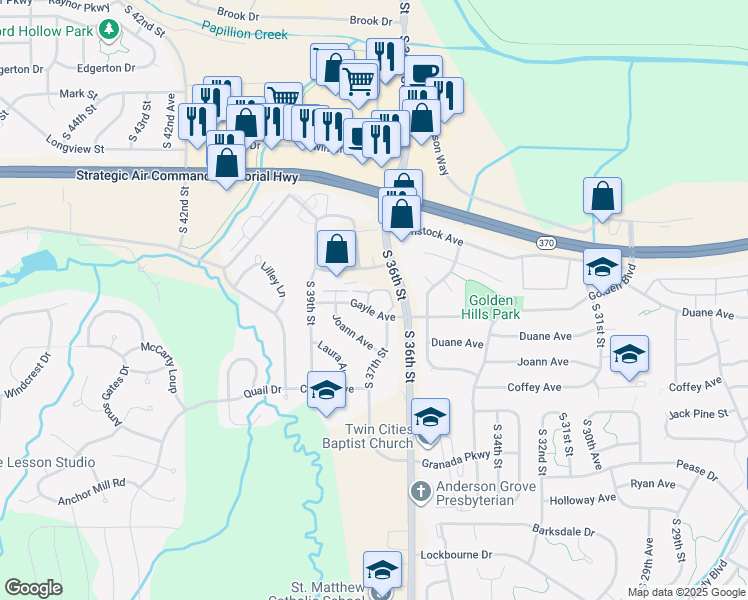 map of restaurants, bars, coffee shops, grocery stores, and more near 3710 Gayle Avenue in Bellevue