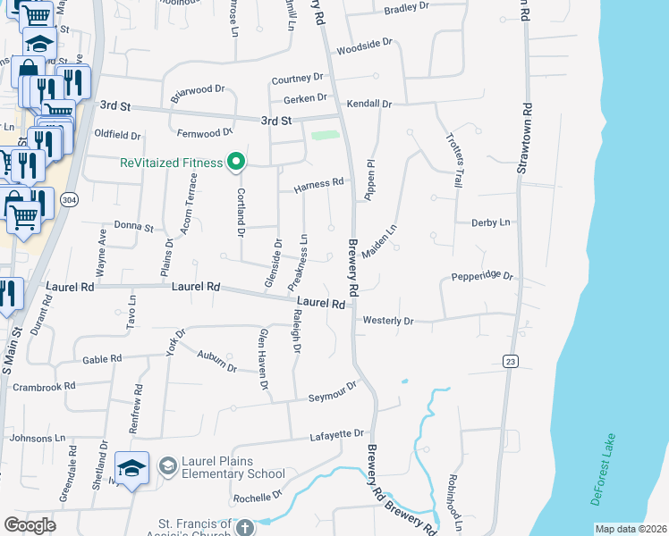 map of restaurants, bars, coffee shops, grocery stores, and more near 8 Banta Place in New City