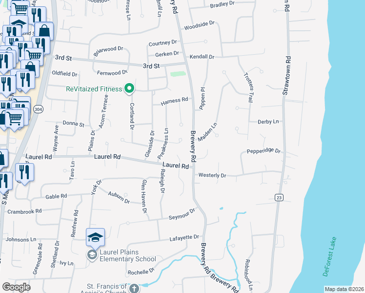 map of restaurants, bars, coffee shops, grocery stores, and more near 8 Banta Place in New City