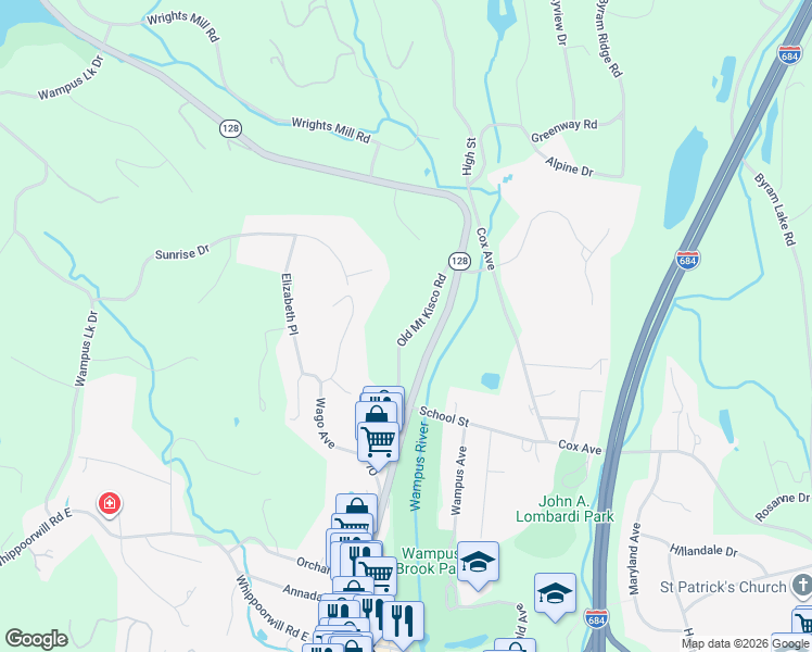 map of restaurants, bars, coffee shops, grocery stores, and more near 126 Old Mount Kisco Road in Armonk