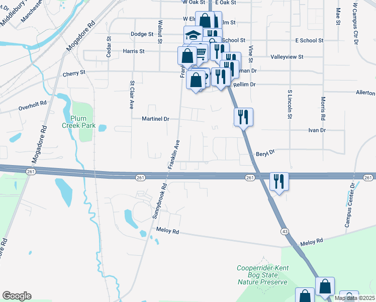 map of restaurants, bars, coffee shops, grocery stores, and more near 1549 Benjamin Court in Kent