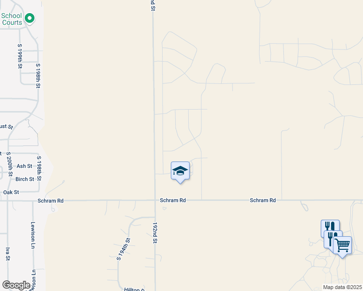 map of restaurants, bars, coffee shops, grocery stores, and more near 11521 South 192nd Street in Gretna