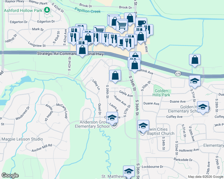 map of restaurants, bars, coffee shops, grocery stores, and more near 3806 Gayle Avenue in Bellevue