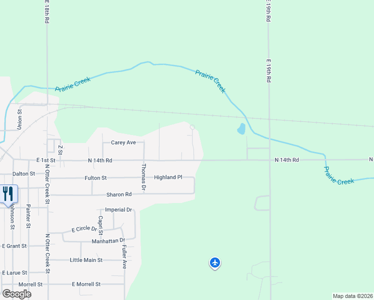 map of restaurants, bars, coffee shops, grocery stores, and more near 1718 East 1st Street in Streator