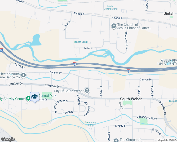 map of restaurants, bars, coffee shops, grocery stores, and more near 7184 South 1600 East in South Weber