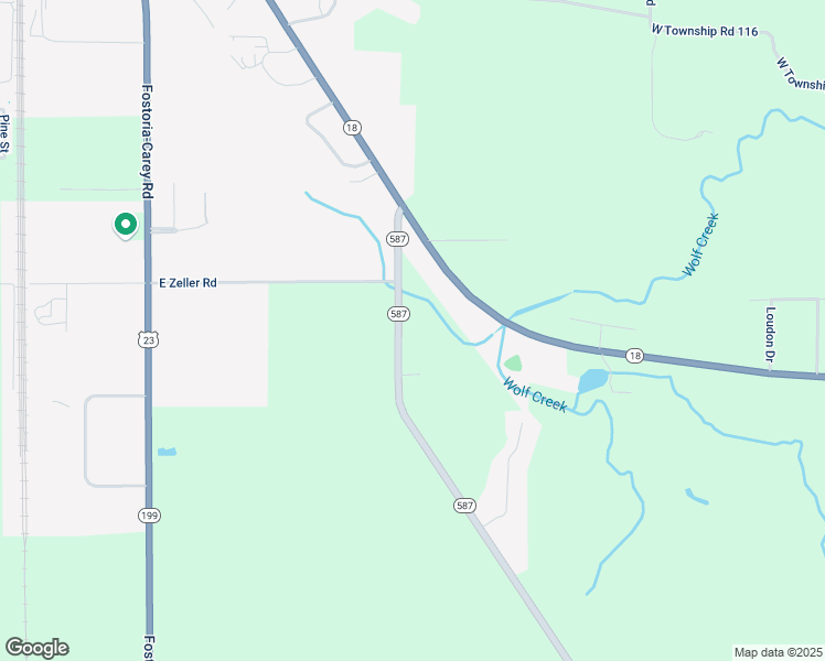 map of restaurants, bars, coffee shops, grocery stores, and more near 913 Ohio 587 in Fostoria