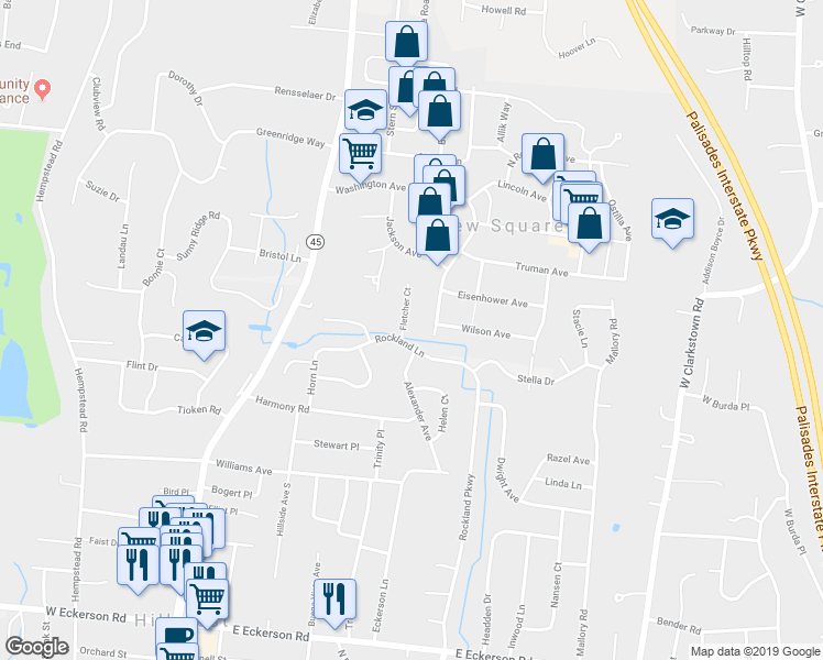 map of restaurants, bars, coffee shops, grocery stores, and more near 4 Fletcher Court in Spring Valley