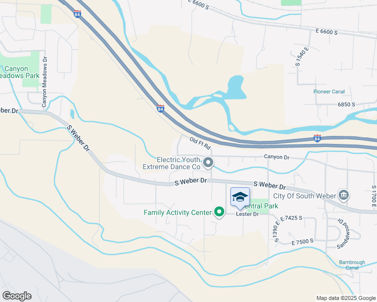 map of restaurants, bars, coffee shops, grocery stores, and more near 1132 Canyon Drive in South Ogden