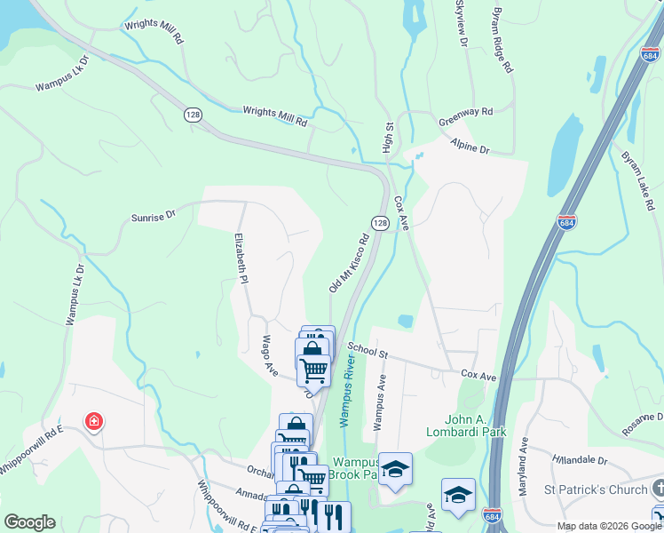 map of restaurants, bars, coffee shops, grocery stores, and more near 126 Old Mount Kisco Road in Armonk