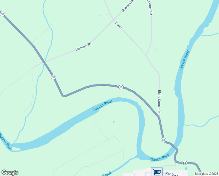 map of restaurants, bars, coffee shops, grocery stores, and more near 8472 Pennsylvania 58 in Emlenton