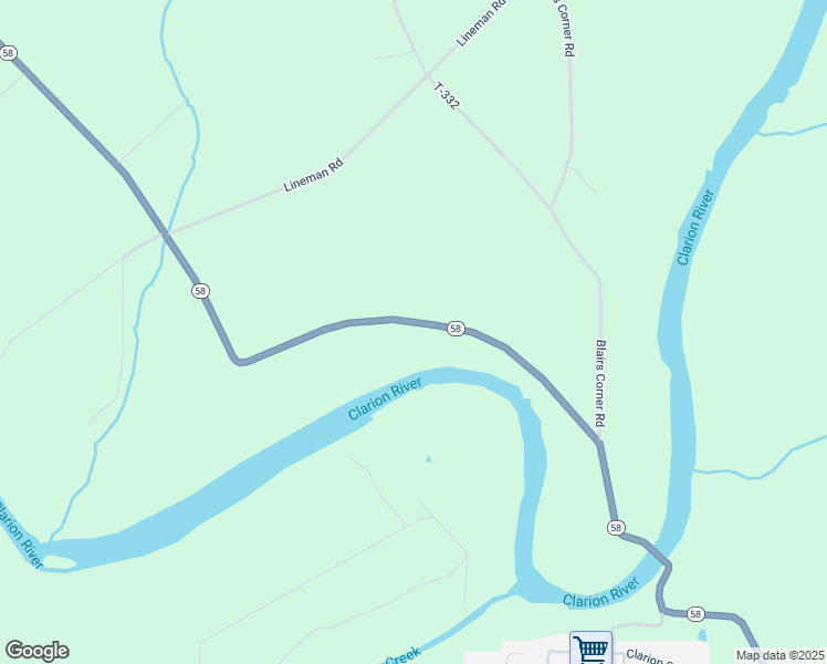 map of restaurants, bars, coffee shops, grocery stores, and more near 8472 Pennsylvania 58 in Emlenton