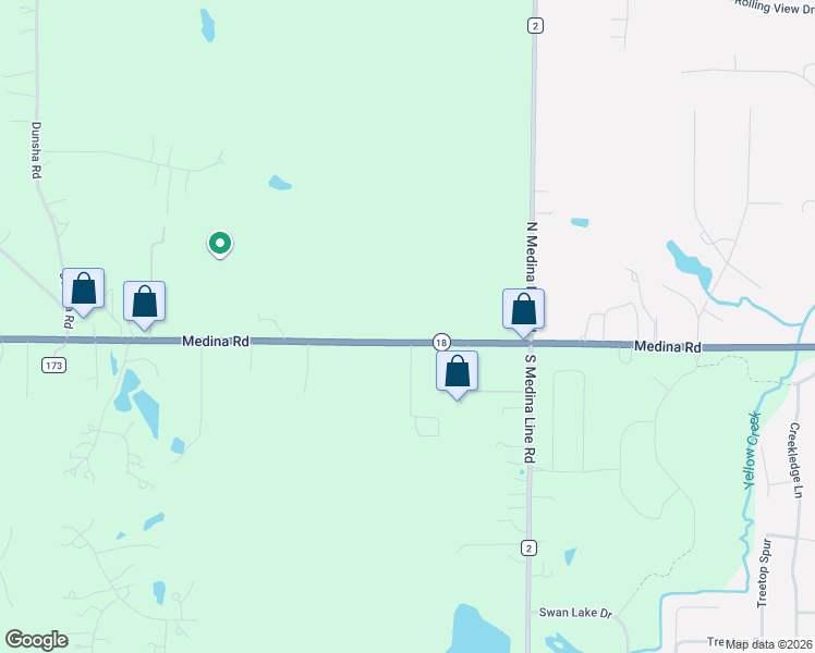map of restaurants, bars, coffee shops, grocery stores, and more near 135 Medina Road in Medina