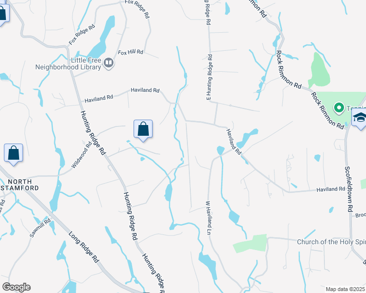 map of restaurants, bars, coffee shops, grocery stores, and more near 47 Wellington Drive in Stamford