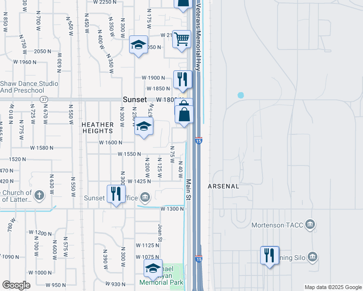 map of restaurants, bars, coffee shops, grocery stores, and more near in Sunset