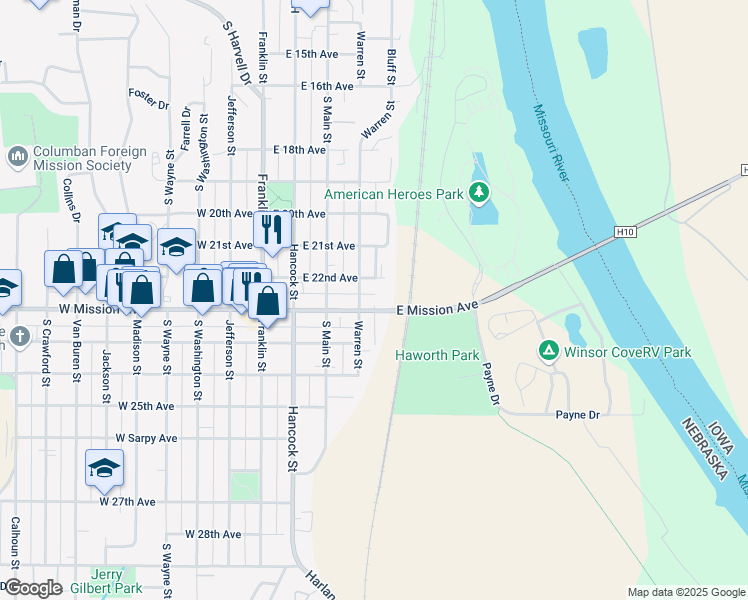 map of restaurants, bars, coffee shops, grocery stores, and more near 405 East 22nd Avenue in Bellevue