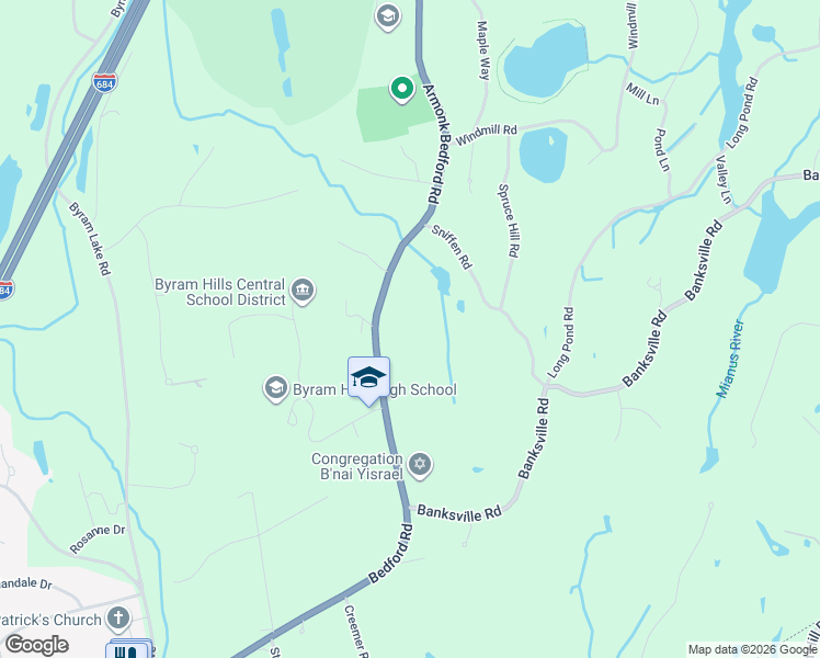 map of restaurants, bars, coffee shops, grocery stores, and more near 513 Bedford Road in Westchester County