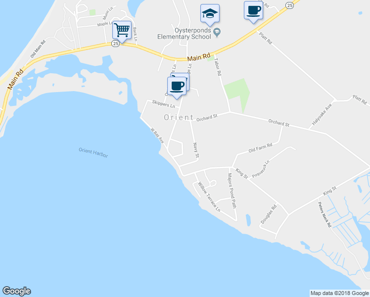 map of restaurants, bars, coffee shops, grocery stores, and more near 70 Vincent Street in Orient