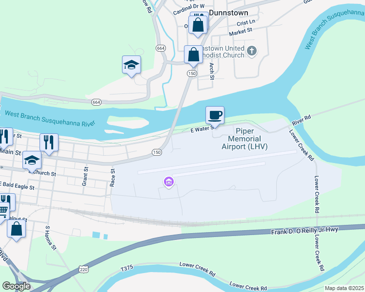 map of restaurants, bars, coffee shops, grocery stores, and more near 49 Clarks Barn Road in Lock Haven