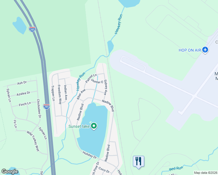 map of restaurants, bars, coffee shops, grocery stores, and more near 326 Sidney Avenue in Pocono Summit
