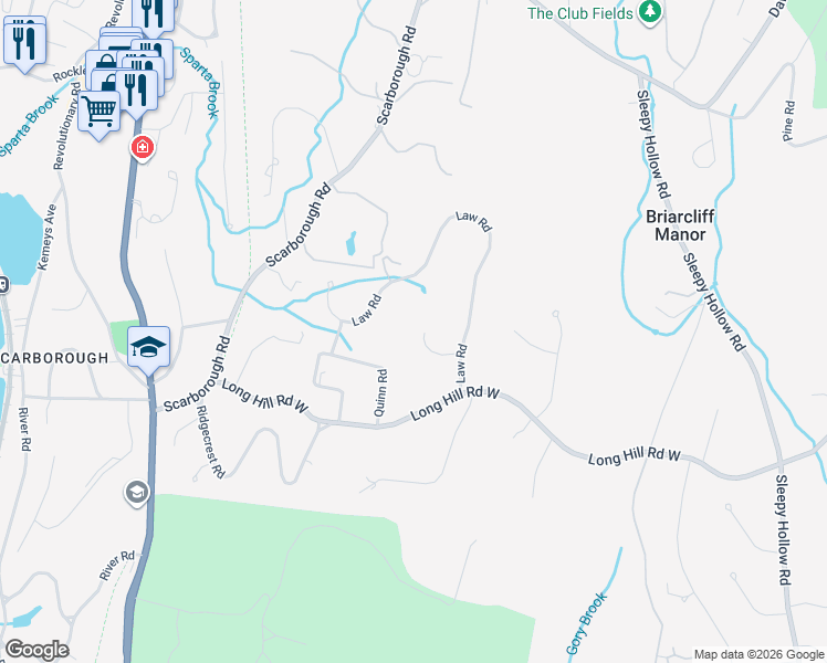 map of restaurants, bars, coffee shops, grocery stores, and more near 40 Nichols Place in Briarcliff Manor