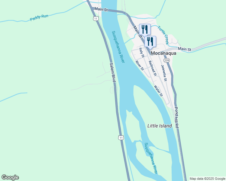 map of restaurants, bars, coffee shops, grocery stores, and more near Cookout Street in Shickshinny