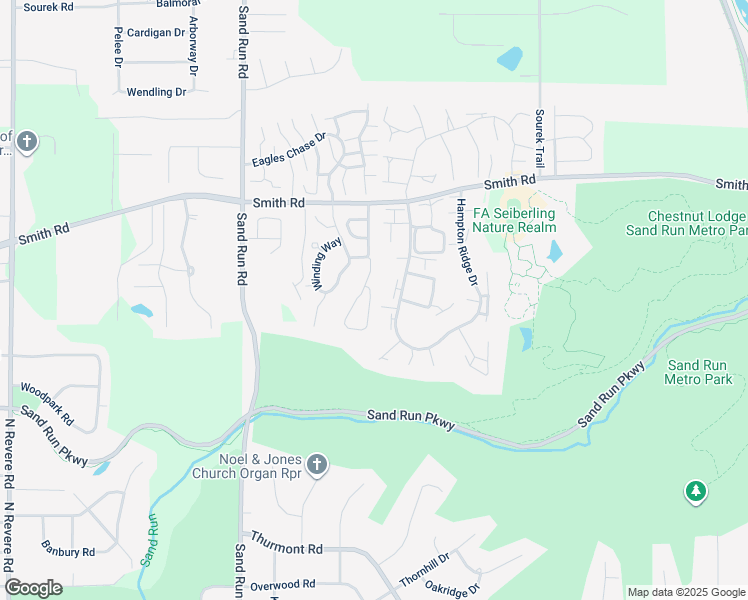 map of restaurants, bars, coffee shops, grocery stores, and more near 580 Hunters Trail in Akron