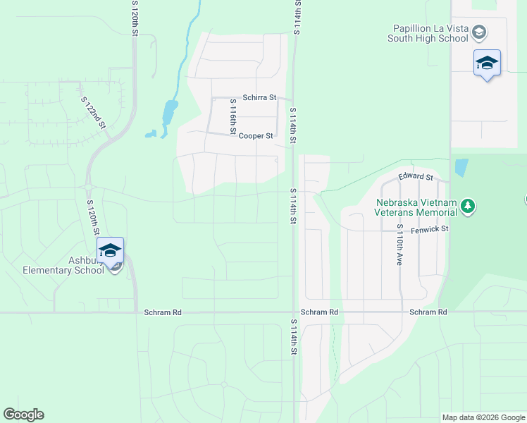 map of restaurants, bars, coffee shops, grocery stores, and more near 11611 South 115th Street in Papillion