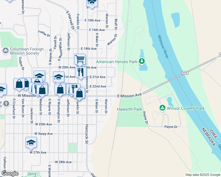 map of restaurants, bars, coffee shops, grocery stores, and more near 405 East 22nd Avenue in Bellevue
