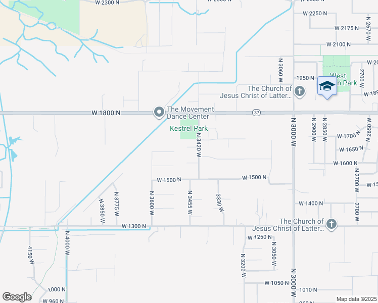 map of restaurants, bars, coffee shops, grocery stores, and more near 3471 West 1650 North in Clinton