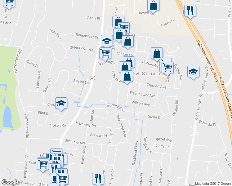 map of restaurants, bars, coffee shops, grocery stores, and more near 9 Fletcher Court in Spring Valley