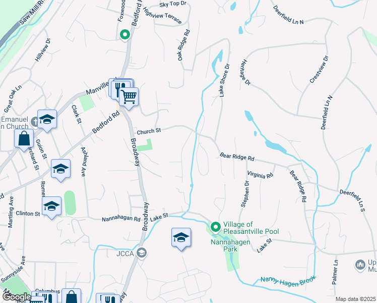 map of restaurants, bars, coffee shops, grocery stores, and more near 7 Robbins Road in Pleasantville