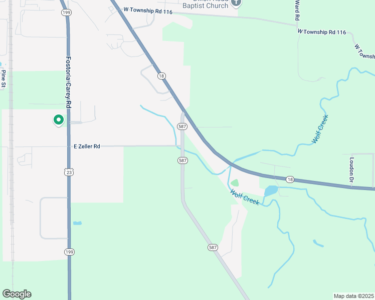 map of restaurants, bars, coffee shops, grocery stores, and more near 913 Ohio 587 in Fostoria