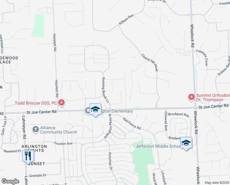 map of restaurants, bars, coffee shops, grocery stores, and more near 6114 Deville Place in Fort Wayne