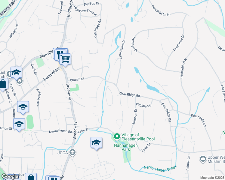 map of restaurants, bars, coffee shops, grocery stores, and more near 29 Brook Manor in Pleasantville