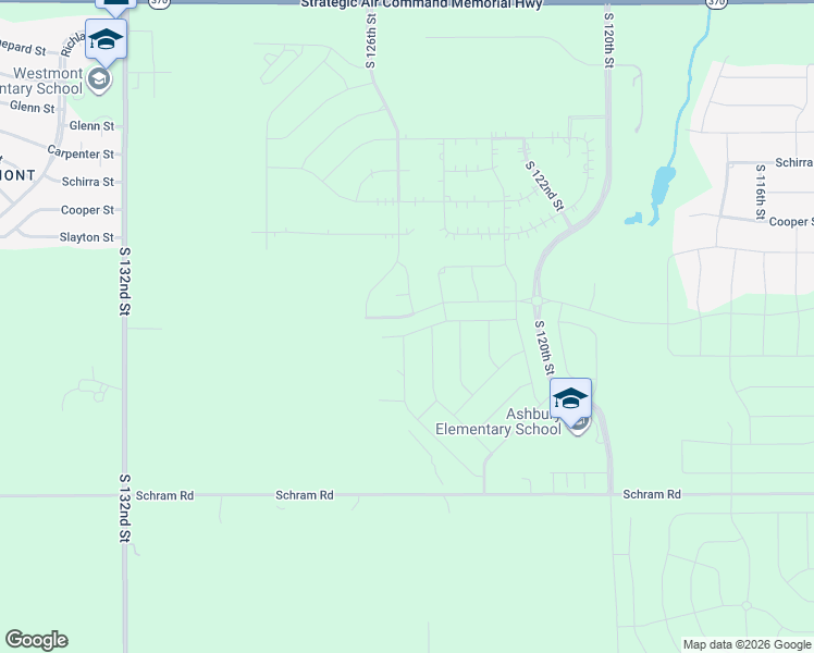 map of restaurants, bars, coffee shops, grocery stores, and more near 12377 Slayton in Papillion
