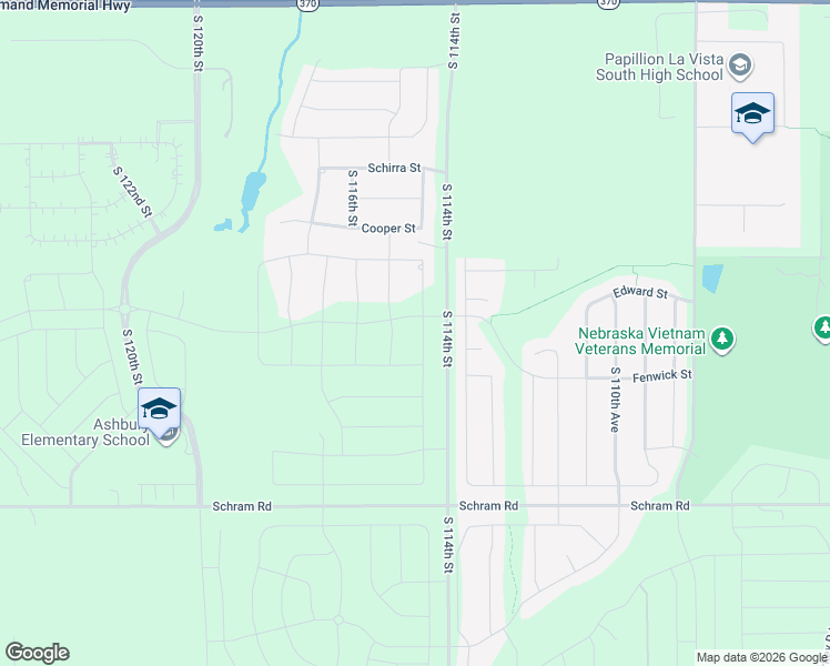 map of restaurants, bars, coffee shops, grocery stores, and more near 11611 South 115th Street in Papillion