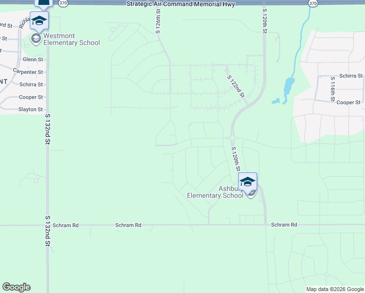 map of restaurants, bars, coffee shops, grocery stores, and more near 12377 Slayton in Papillion