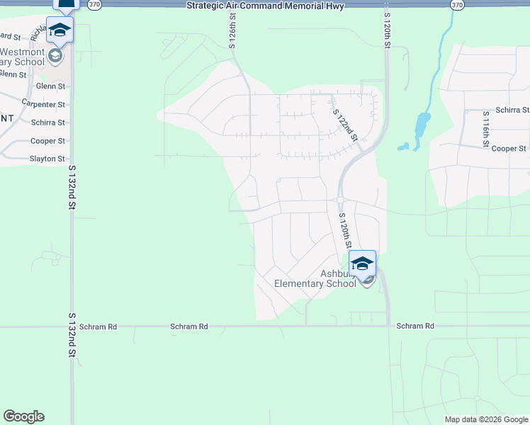map of restaurants, bars, coffee shops, grocery stores, and more near 12377 Slayton in Papillion