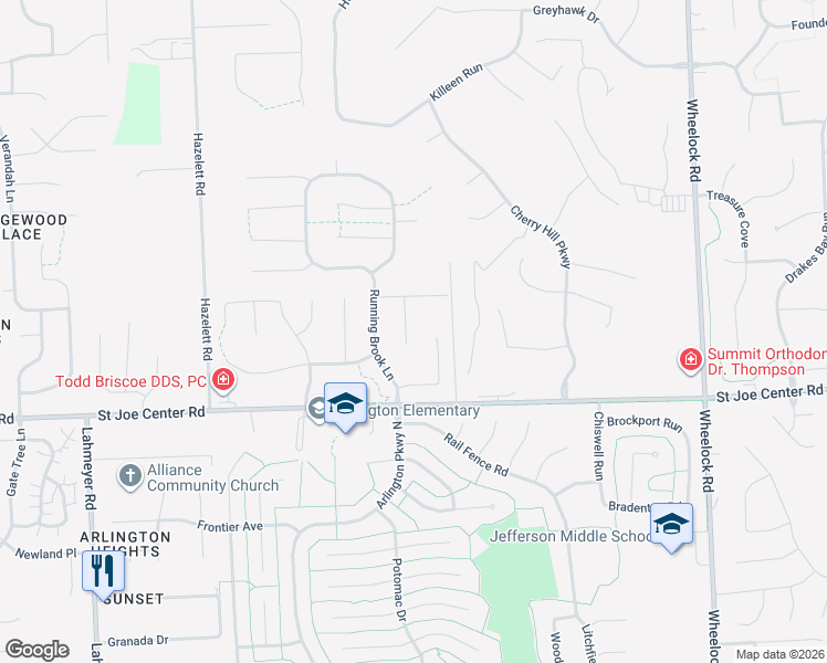 map of restaurants, bars, coffee shops, grocery stores, and more near 6114 Deville Pl in Fort Wayne