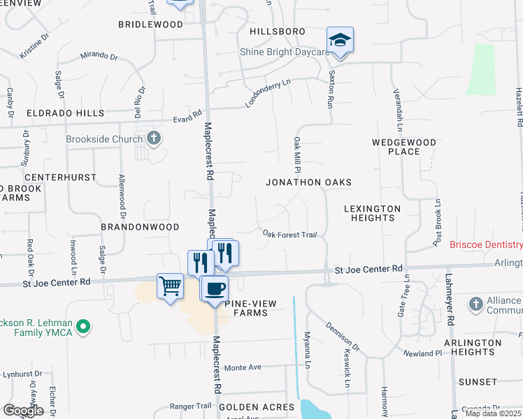 map of restaurants, bars, coffee shops, grocery stores, and more near 6106 Hunter Wood Drive in Fort Wayne