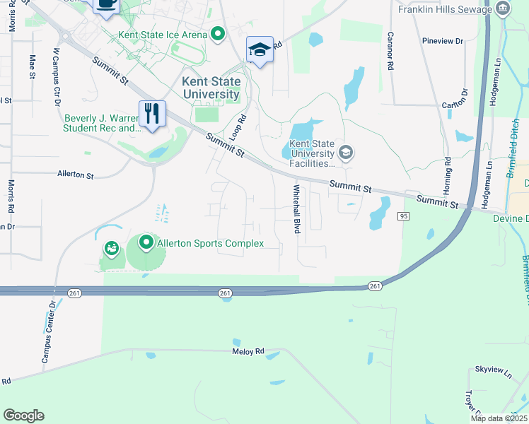 map of restaurants, bars, coffee shops, grocery stores, and more near 1480 Stratford Drive in Kent