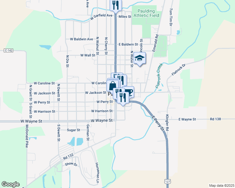 map of restaurants, bars, coffee shops, grocery stores, and more near in Paulding