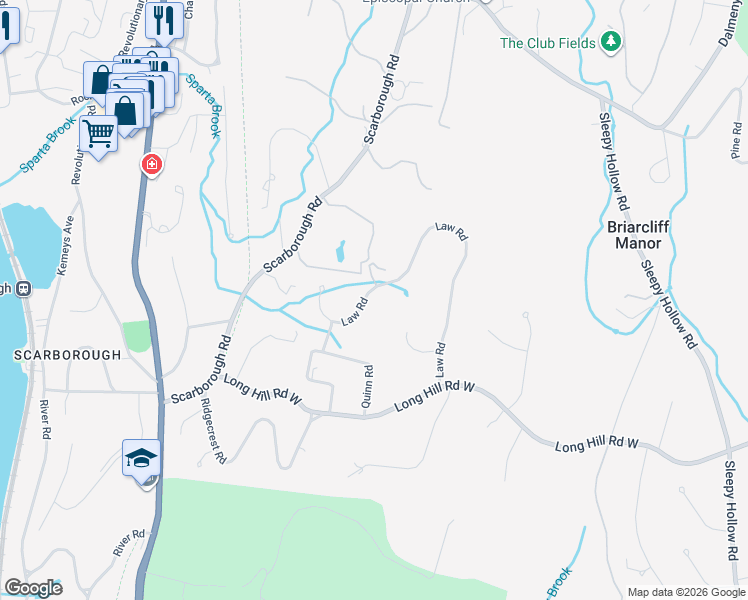 map of restaurants, bars, coffee shops, grocery stores, and more near 40 Nichols Place in Briarcliff Manor